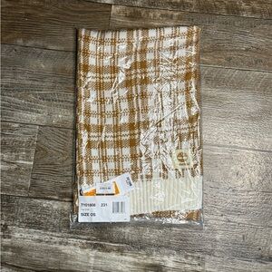 Timberland Plaid Knit Scarf in Brown and Cream